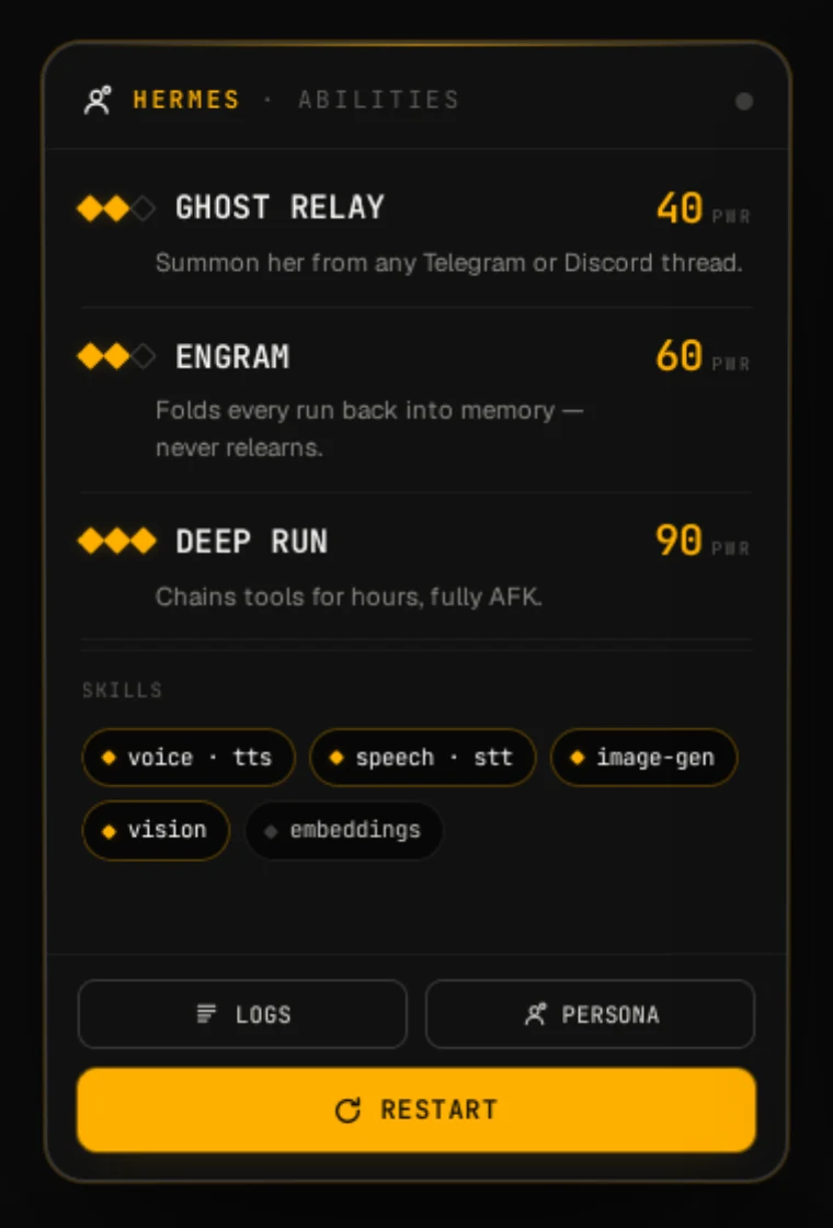 hal0: An agent card, flipped to its abilities.